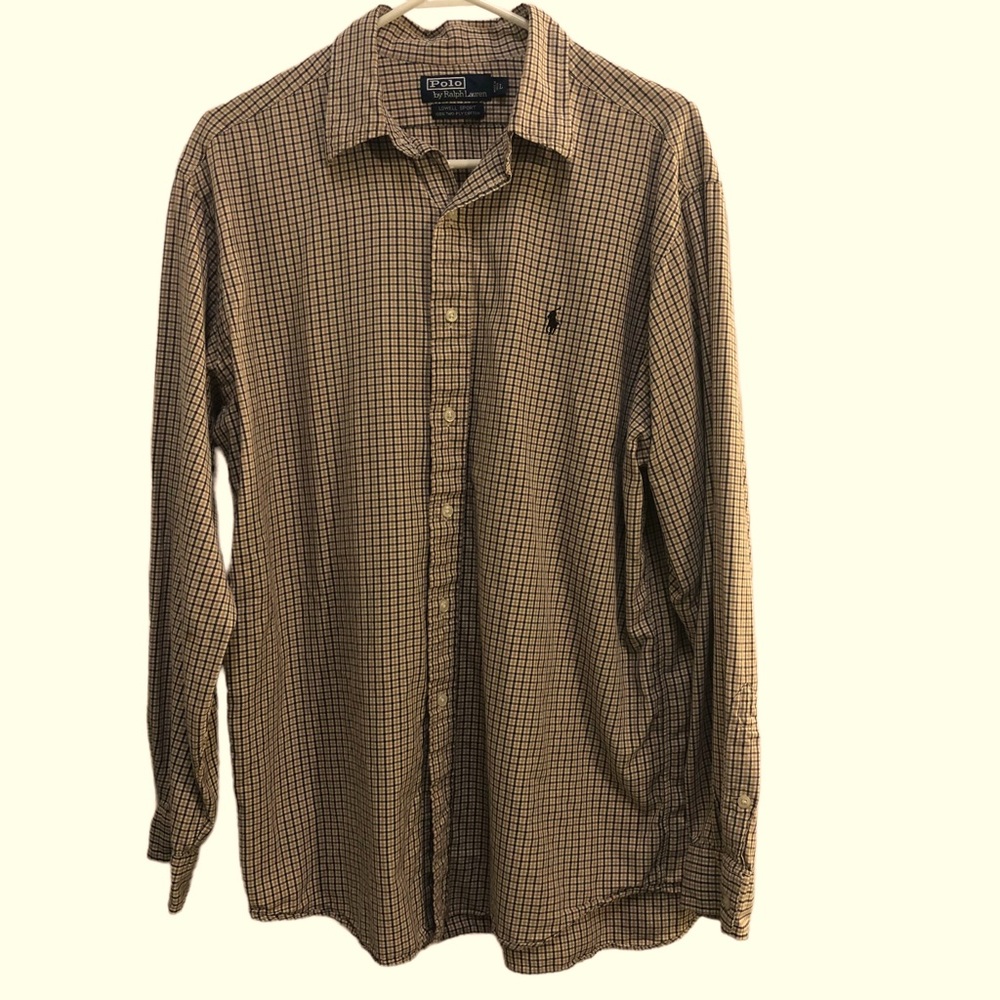 Polo by Ralph Lauren button down shirt, brown plaid, L